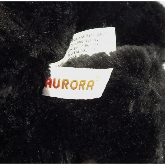 Aurora Scottish Terrier Puppy Dog 12" Black Stuffed Plush With Red Plaid Bow - Picture 8 of 11
